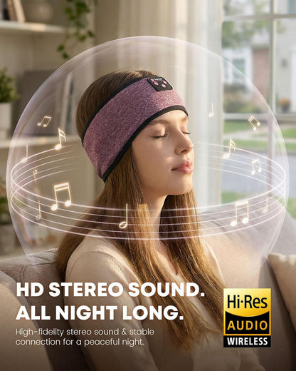 Bluetooth Headband Headphones, Sleep Headphones for Side Sleepers - Sleeping Comfortable with Thin Speaker Microphone Handsfree Best Gift Ideas Women Men