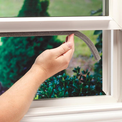 MD Building Foam Window Seal for Ex-Large Gaps, Gray, 17ft | Open-Cell Polyurethane Foam, Self-Adhesive Backing, Cut-to-Length Scissors, Seals Drafts Moisture Dust Insects