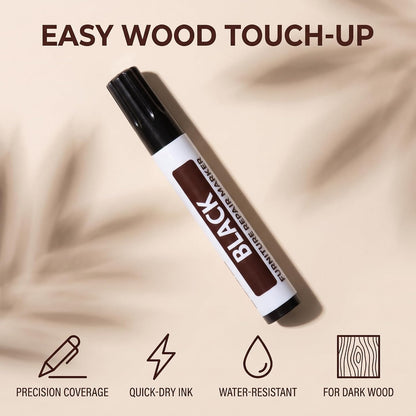 Black Furniture Repair Wood Cabinet Floor Touch Up Markers Scratch Filler Remover - Mahogany Wood Polish and Care Wood Floor Markers Repair Kit(ZS295)