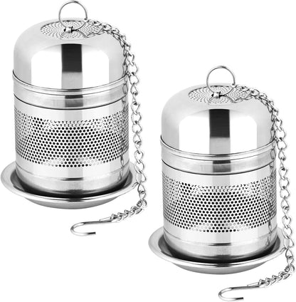 Fri4Free 2PCS Fine Mesh Stainless Steel Tea Infusers with Chain Hook & Lid | For Loose Leaf Tea Steeping, Reusable, Rust Resistant, Fits Most Mugs & Cups, Easy to Clean