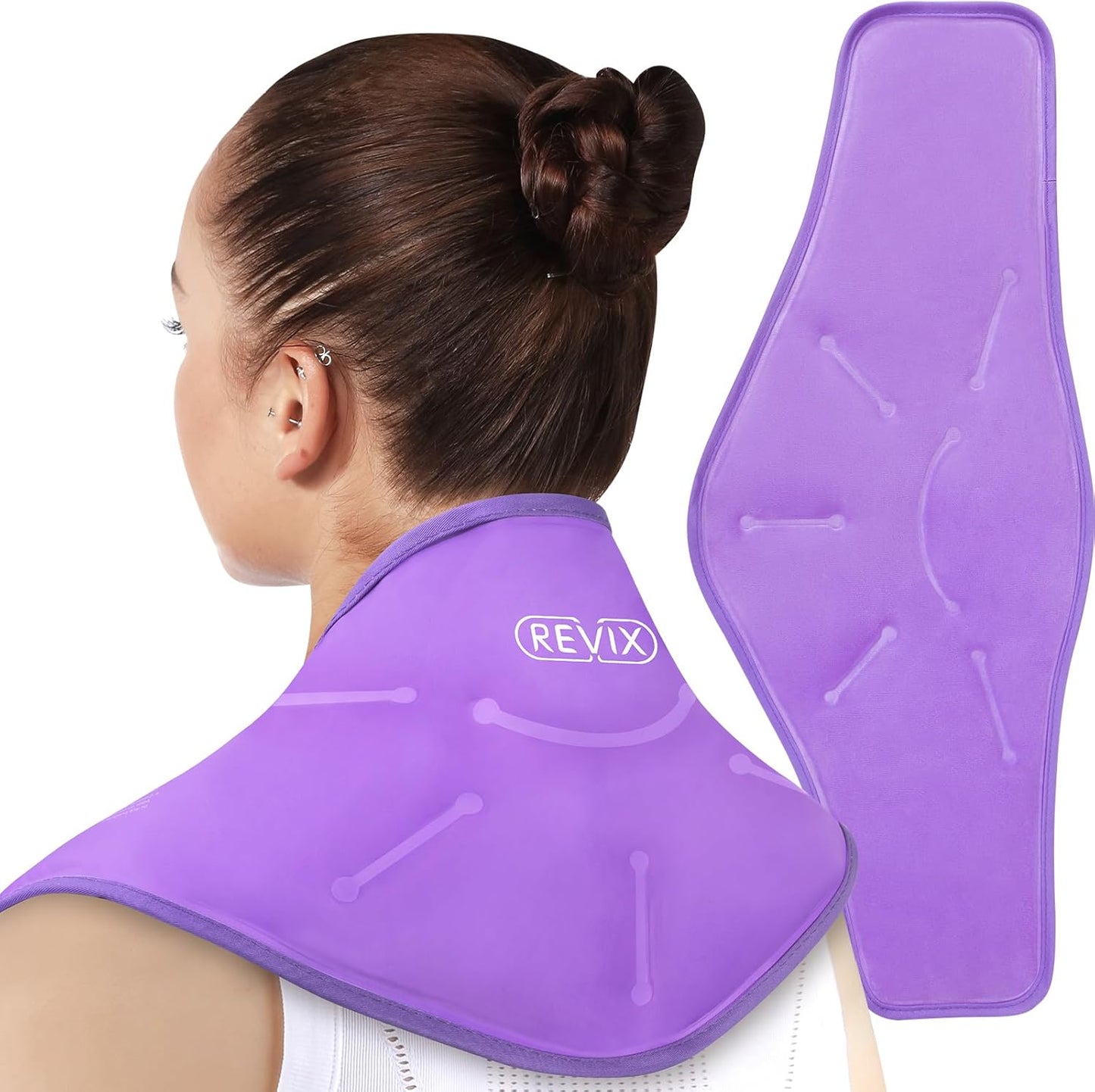 REVIX Neck Ice Pack Wrap – Reusable Hot Cold Gel Pack for Neck and Shoulder, Large Flexible Design with Soft Plush Lining, Cervical Gel Ice Wrap Ideal for Post-Workout Recovery, Fatigue & Relaxation