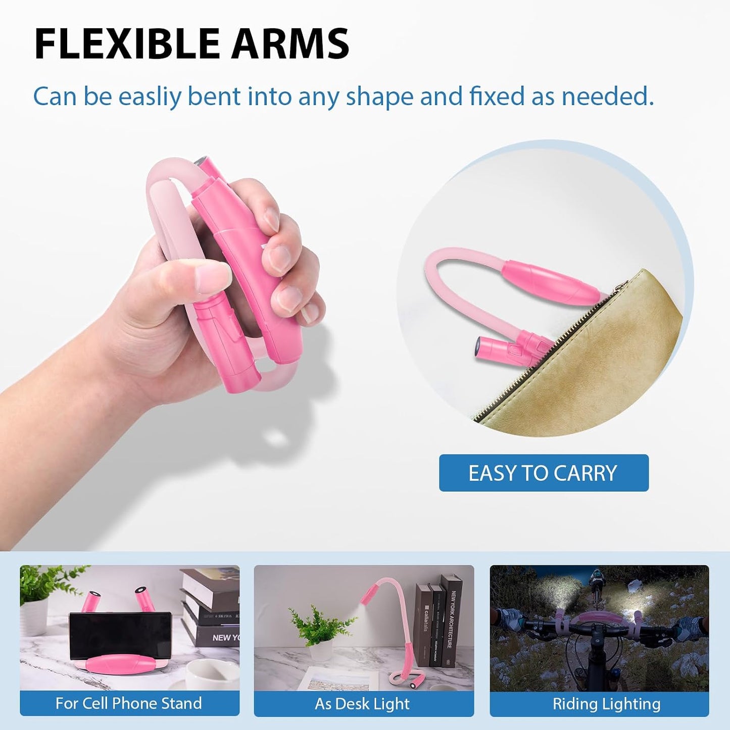 Rechargeable Hands-Free Neck Light with 3 Adjustable Color Modes, Black | Stepless Dimming, Flicker-Free Eye Protection, Flexible & Bendable, Long Battery Runtime, Protable Lightweight