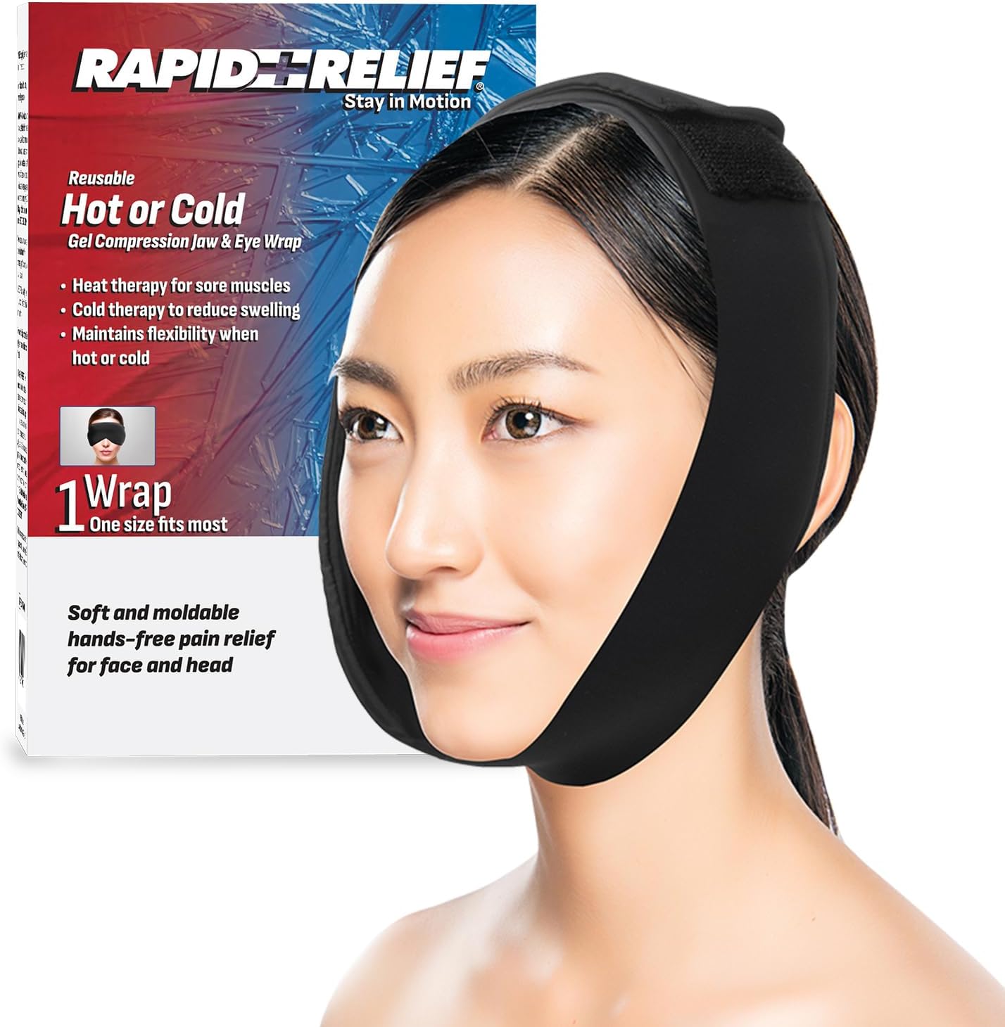 Rapid Relief Reusable Hot or Cold Jaw Wrap for Wisdom Teeth Removal, Oral Surgery, TMJ Relief – Adjustable Wisdom Teeth Ice Pack