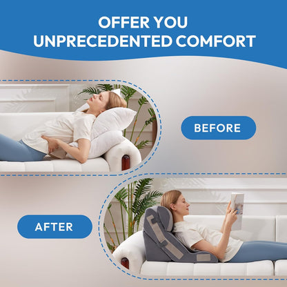 Ahpmeoa Wedge Pillow Set for After Surgery, Back Pillow for Bed Sitting up, 10-in-1 Foam Wedge Pillow for Acid Reflux & Back Pain Relief, Post Surgery Pillow for GERD & Snoring, White