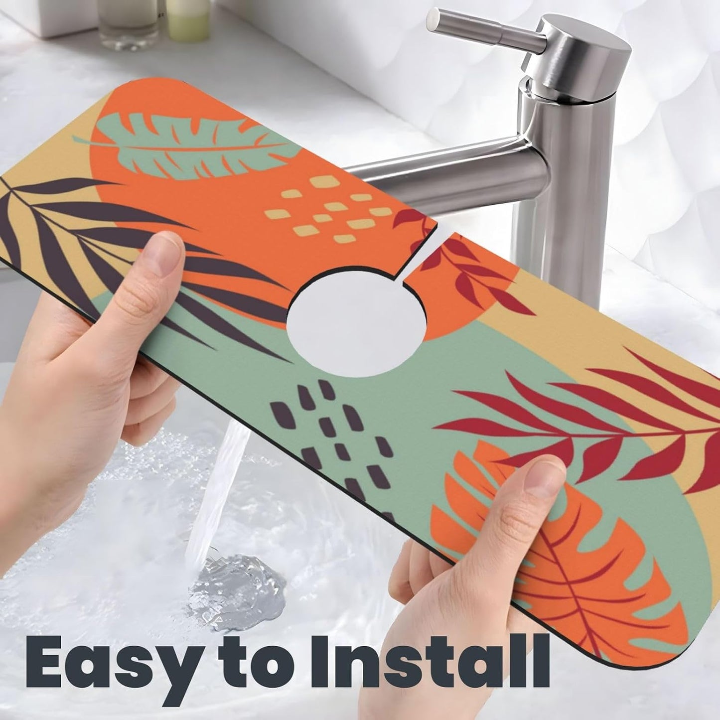 Wildflowers Floral Flower Kitchen Sink Splash Guard Faucet Mat Super Absorbent Fast Drying Mat Sink Gadgets-Fast Drying Pad Sink Mat For Kitchen Bathroom (15" X 5.5" )