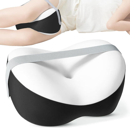 Knee Pillow for Side Sleepers, Leg Pillow with Adjustable Hook & Loop Strap & Removable Washable Cover for Spine Alignment, Sciatica, Hip & Back Pain Relief