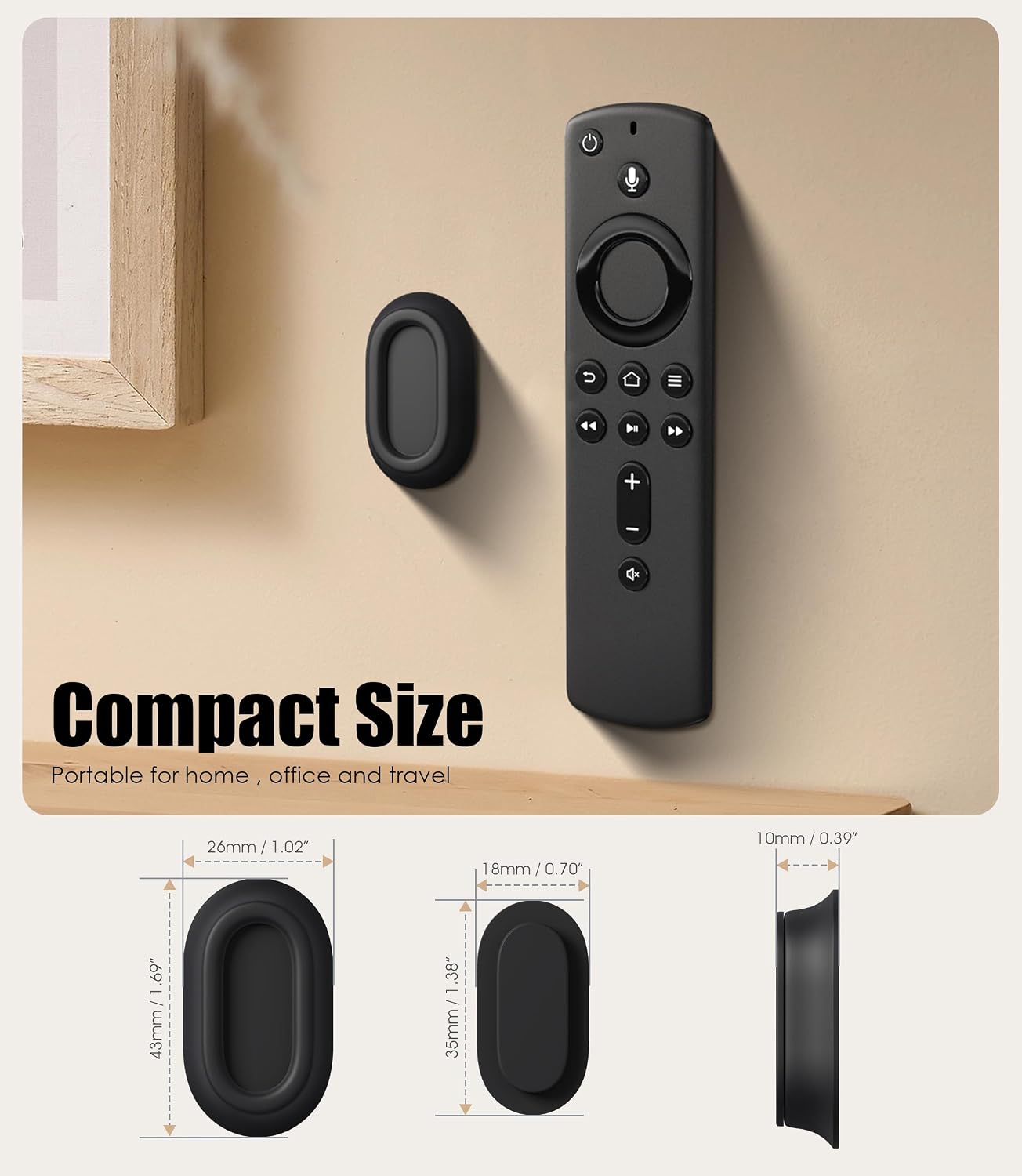 Magnetic Remote Control Holder Wall Mount for TV/Fan, 5Pack-Black | No Drill Self-Adhesive TV Remote Holder for Bed, Silicone Remote Caddy, Bedside Organizer, RV Accessories