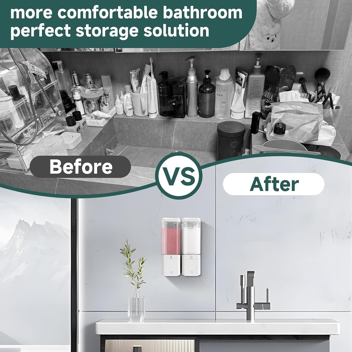 Shampoo and Conditioner Dispenser 3 Chamber No Drill Shampoo Dispenser for Shower Wall Mounted Shower Soap Dispenser 3 * 500ml Refillable Shower Dispenser for Bathroom Hotel(Black 3 Chamber)