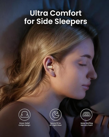 Ear Plugs for Sleeping Comfortable Mid Noise Cancelling Earplugs | All-night Wear without Ear Pain for Side Sleeper Patent Qufits Eartips 23dB Reusable Earplugs for Sleep, Travel - Black