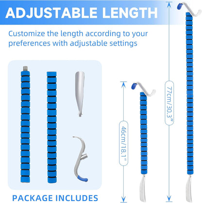Fanwer Metal Long Shoe Horn with Dressing Stick - Shoe Horn Long Handle for Seniors, Disabled, Elderly | Adjustable Dressing Aid for Post-Surgery, Limited Mobility | Sock Remover & Shoe Helper Tool