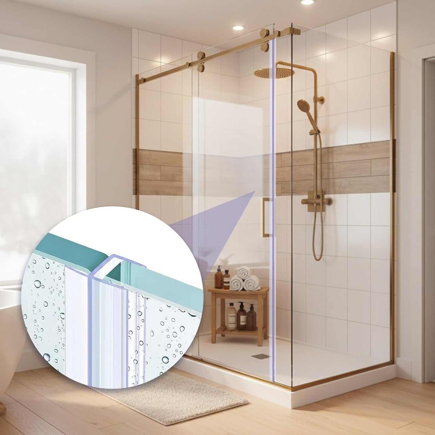 Frienda 2 Pcs Shower Door Bottom Seal 3/8" x 36'' Clear PVC Glass Door Sweep Shower Frameless Seal Strip for Replacement Stopping Leaks and Creating Water Barrier
