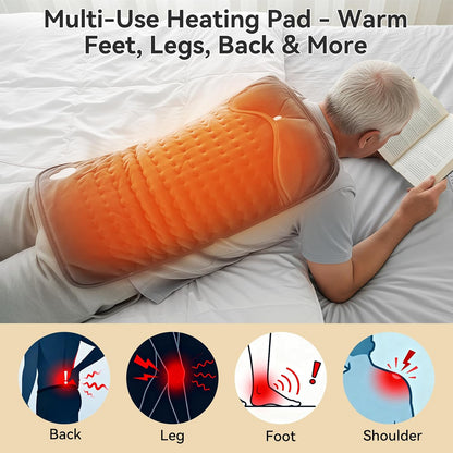 Electric Foot Warmer for Feet: Double Sided Foot Heated Pad with Six Adjustable Four Timed Options Machine Washable Easy to Fold, Feet Warmer for Bed Desk Office Birthday/Christmas Gift