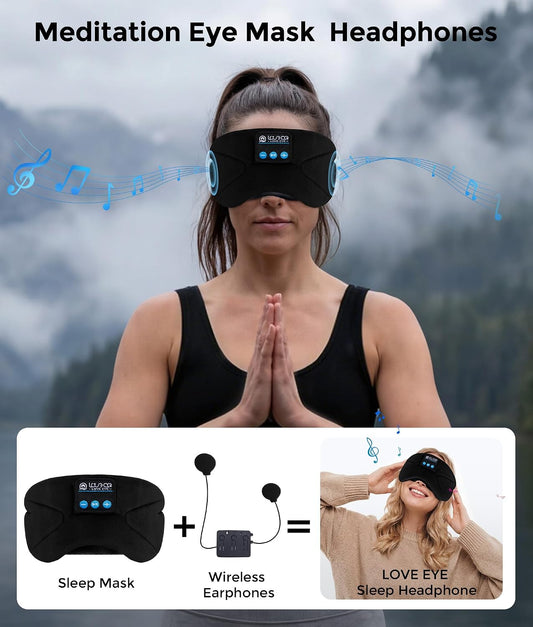 LOVE EYE Sleep Headphones Bluetooth 5.4 Sleeping Eye Mask Wireless Music Earphones with Built-in HD Speakers for Side Sleepers Cotton Sleeping Headphones for Women Men Gifts (Lavender Purple)
