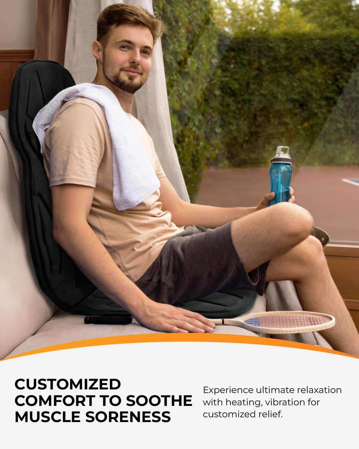 Vibration Back Massager with Heat, Massage Chair Pad with Carry Bag | Foldable heated seat cushion with carry bag, 3 heating zones, 5 modes, 3 intensities, 2 heat levels, 30/60/90 4 timer, office