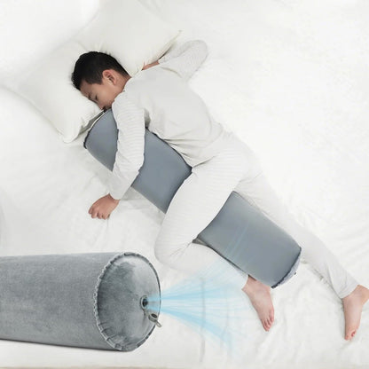 ONTYZZ Inflatable Round Neck Pillow Cervical Roll Pillow, 4.9 * 14.96 inch | Cylinder Bolster Pillow for Head, Neck, Back, Legs and Yoga, Grey