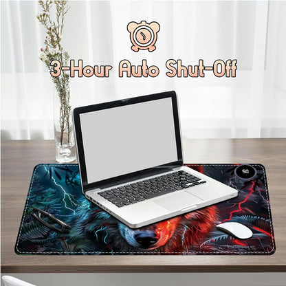 Heated Desk Pad Heated Large Mouse Pad, Electric Quickly Warm Desk Mat with 3 Levels Heating 3 Hours Auto Shut-Off, 31.5" x 13" Warm Gaming Mousepad Hand Foot Warmer, Baby Elephant