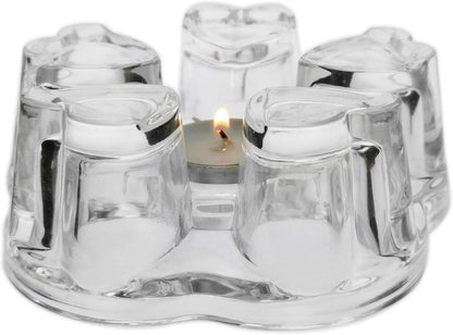 Glass Filtering Tea Maker Teapot with a Warmer and 6 Double-walled Tea Cups Set (Heating base, Standard)