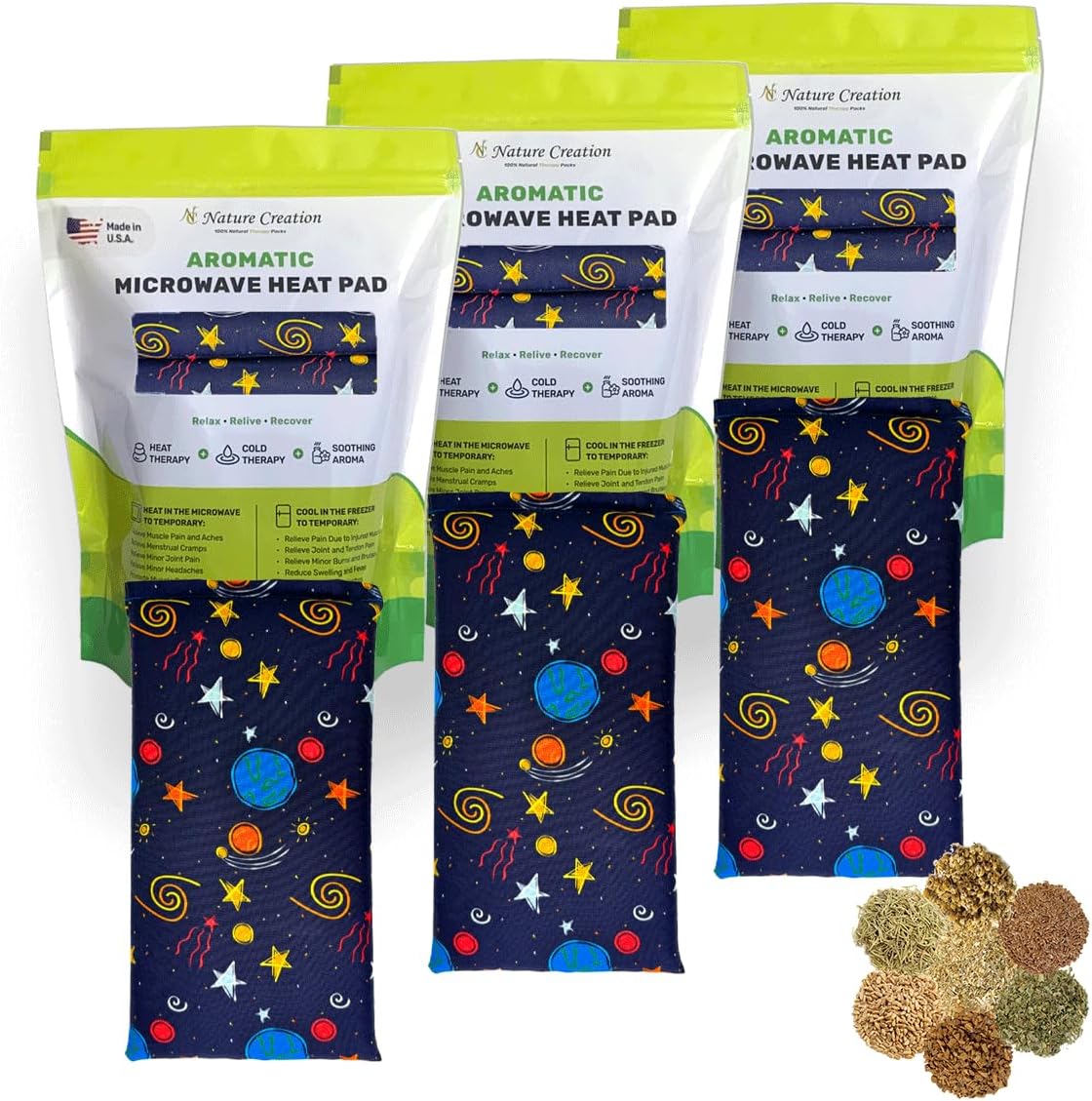 Nature Creation Microwaveable Herbal Heating Pad - Microwave Heating Pad for Neck and Shoulders, Cold & Hot Pack, Heat Pack Warming Pad, Microwavable Heating Pads - Pack of 1 (Lavender Flowers)