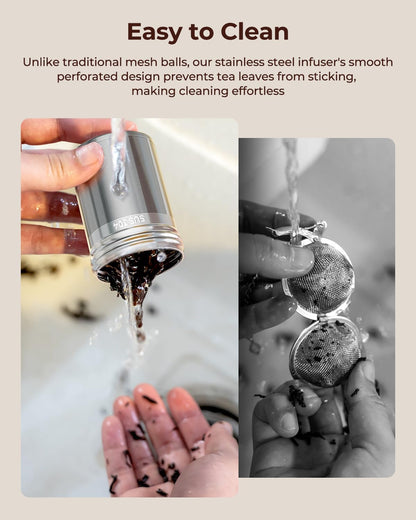 2 Pack Reinmoson 304 Stainless Steel Tea Infuser for Loose Leaf Tea | 1.58” x 2.2” Extra Fine Mesh Tea Strainers Ball, Threaded Lid, Loose Leaf Tea Steeper for Black Tea, Rooibos, etc