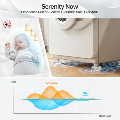 Anti Vibration Pads for Washing Machine, 4Pcs | Clear silicone pads absorb shock, reduce noise, and stop washer movement. Fits dryers, pedestals, and furniture.