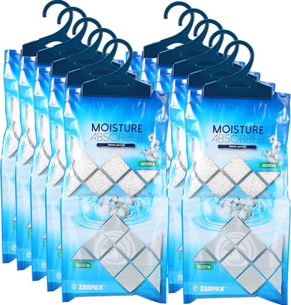Hanging Moisture Absorber Activated Charcoal 10.6 oz/300g | Moisture Absorbing Bags for Bathroom, Closet & Kitchen | Removes Moisture, Humidity & Odors | Portable Dehumidifier | Set Of 10