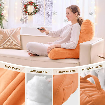 Sasttie Reading Pillows for Sitting in Bed Adult, Back Pillow Bed Sitting Up, Back-Rest Support Cushion for Sit Up on Couch, Sofa, and Floor, Dorm Essentials, Oeko-Tex Certified, Dark Grey