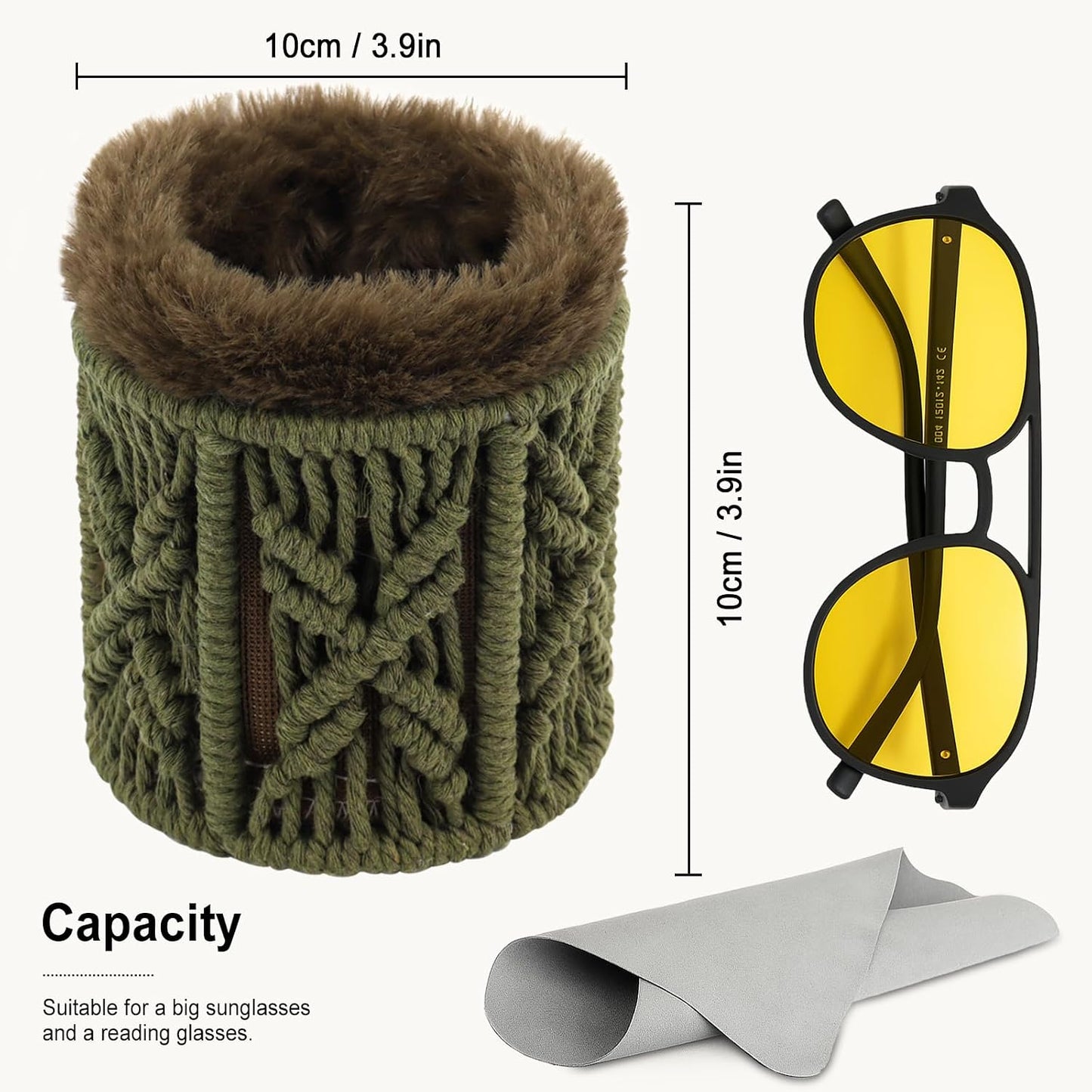 RayLove Glasses Holder for Nightstand, Boho Decor Eyeglass Case, Plush Lined Glasses Holder Stand for Office Desk Organizer