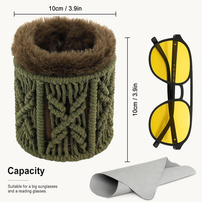 RayLove Glasses Holder for Nightstand, Boho Decor Eyeglass Case, Plush Lined Glasses Holder Stand for Office Desk Organizer