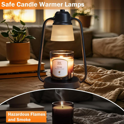 Flower Candle Warmer Lamp with Timer - Adjustable Height for Jar Candles