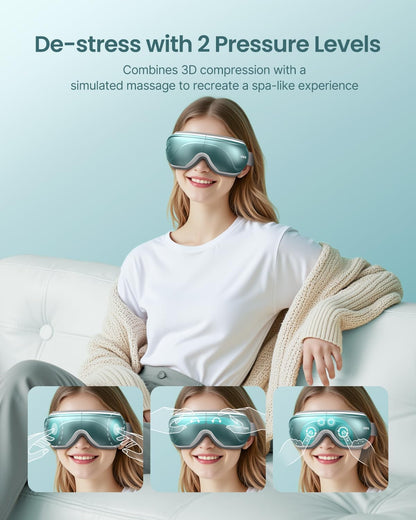 RENPHO Eyeris 1 Eye Massager with Heat, Sleep Mask with Remote Control | Vibration & Compression for Eye Strain and Head Tension, Bluetooth Music, FSA Eligible HSA, Black