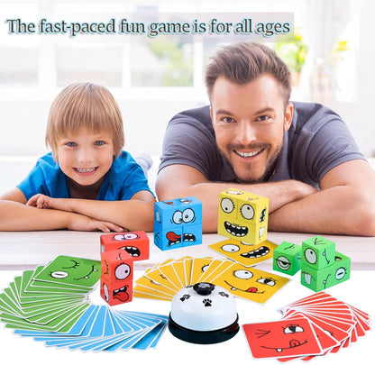Wooden Face Changing Magic Cube Building Blocks Game Matching Expression Puzzle Toy Board Games for Family Night, Match Puzzles Geometric Educational Toys for Kids and Adults