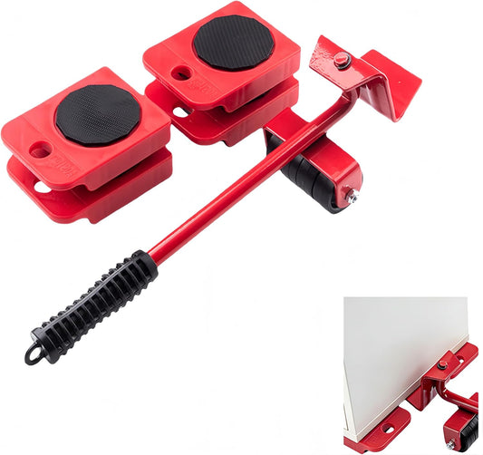 300 Lbs Capacity Heavy Furniture Dollies with Wheels – Furniture Moving Tool Set (1 Lever + 4 Sliders) – Appliance Lifter & Floor Protector Kit for Sofas, Fridges, Kitchen Appliances, Heavy Furniture