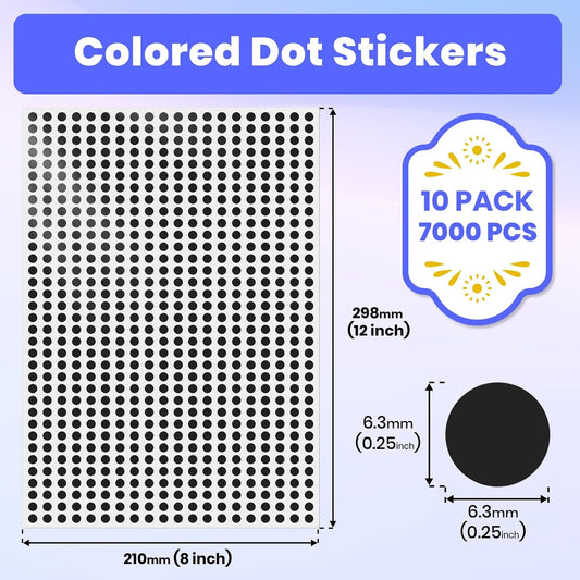 20 Colors Round Stickers 1/4 Inch Removable Vinyl Dot Label 7000 PCS | Self-Adhesive Waterproof Writable Colored Blank Circle Sticker for Classroom Inventory School Sale Price Tag