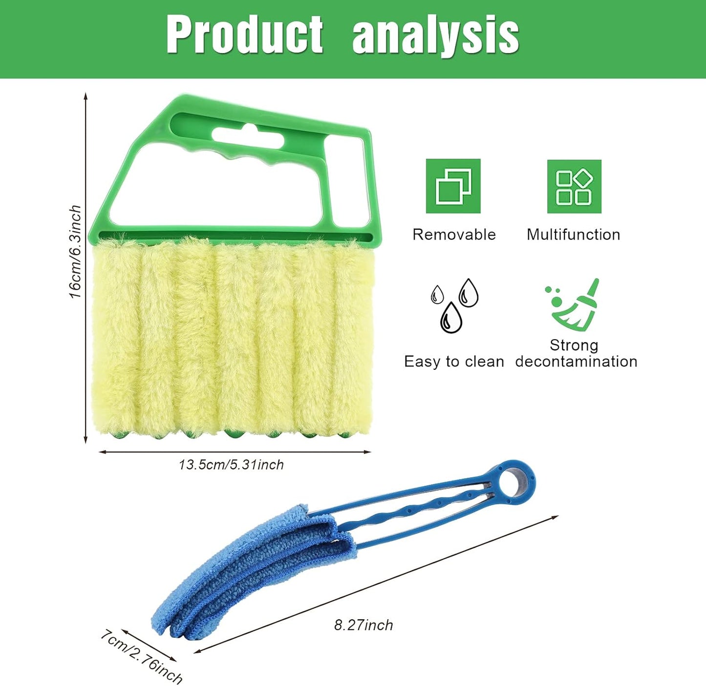 Mwellewm 2Pcs Window Venetian 7 Finger Dusting Cleaner Tool and 1Pc Window Blind Cleaner Duster Brush Hand-Held Window Shutters Venetian Shades Brush for Air Conditioner Duster Dirt
