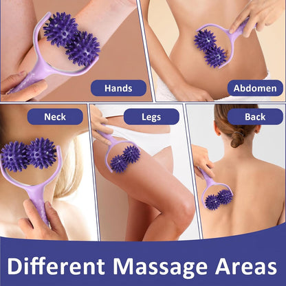 Spiky Massage Balls Rollers with Dual Ball Design, Manual Massage Stick