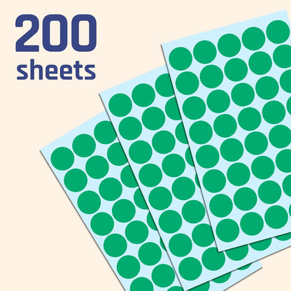 2000 Pack, 3/4" Round Colored Dot Stickers Labels - 10 Colors