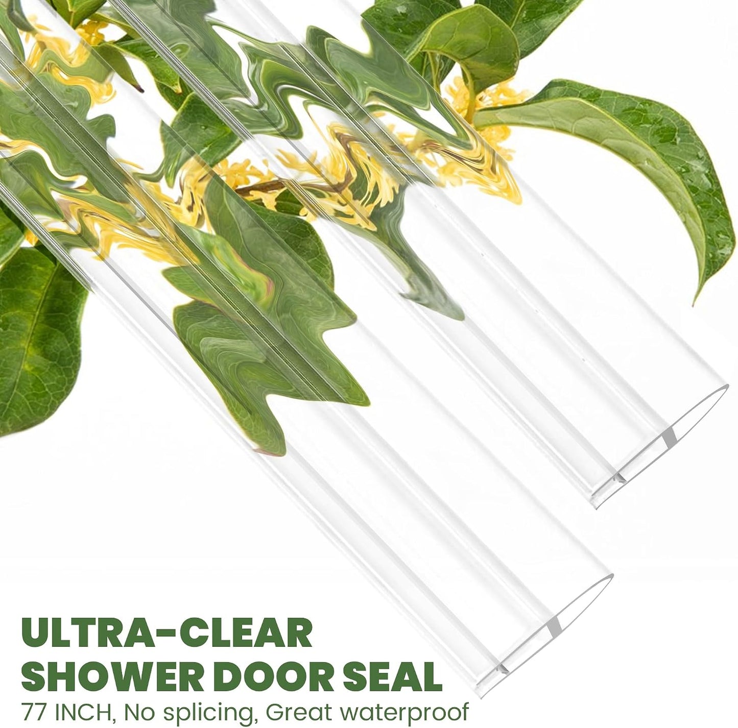 Frameless Shower Door Bottom Seal Strip for 3/8"(10mm) Thick Glass, Super Clear 36 Inch Long 2PCS Shower Door Seal, to Water Block