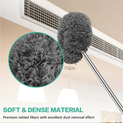 Ceiling Fan Cleaner Duster Reusable Microfiber Ceiling Fan Blade Cleaner Removable Duster with Extension Pole Adjusts 13 to 49.7 Inch for Cleaning Walls Bookshelves Furniture Door Window Top (Blue)