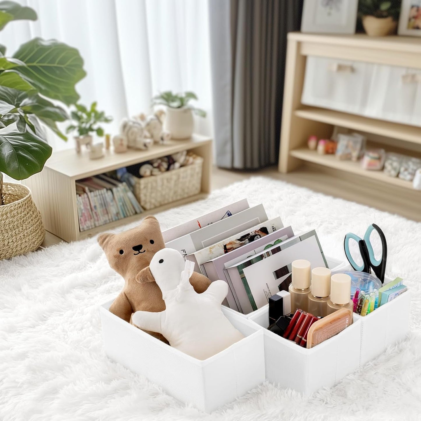 Drawer Organizer Clothes, 10 Pack Dresser Organizer for Baby Clothes, Underwear, Sock- Foldable Closet Organization and Storage Dividers Bins for Nursery, Bedroom (Beige)