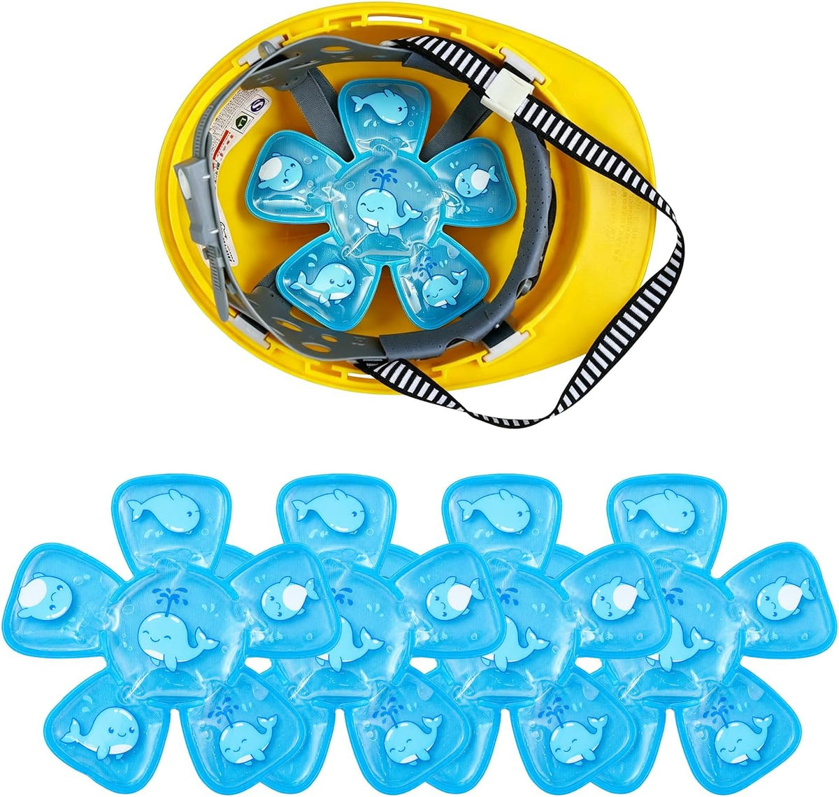 Head Gel Ice Pack, Cold Gel Ice Packs for Injuries, Heat Stroke Prevention Cooling Hat Insert, Reusable Ice Packs for Hard Hats, Sun Hats, Cycling Helmets, 4 Packs