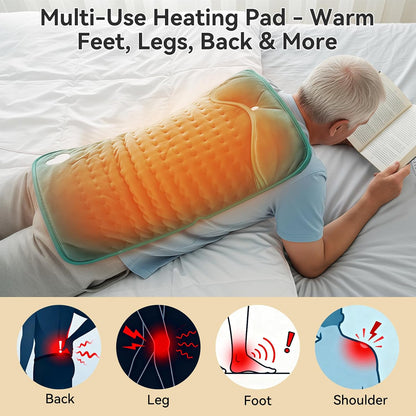 Electric Foot Warmer for Feet: Double Sided Foot Heated Pad with Six Adjustable Four Timed Options Machine Washable Easy to Fold, Feet Warmer for Bed Desk Office Birthday/Christmas Gift