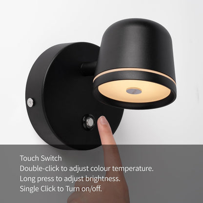 Aisilan LED Plug in Wall Sconce with Touch Dimmable Control Adjustable Wall Mounted Lamp Angle Anti-Glare Matte White Aluminum Bedside Reading Wall Lights for Bedroom Living Room