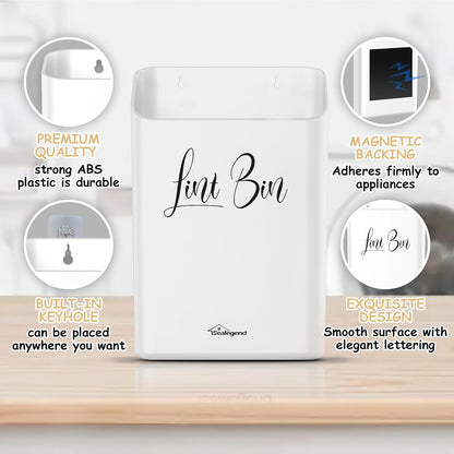 Sealegend Magnetic Lint Bin for Laundry Room Organization and Storage, Lint Trash Can for Laundry Room Decor, Wall Mounted Space-Saving, White