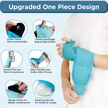 Comfytemp Wrist Ice Pack Wrap Carpal Tunnel Relief Wrist Brace, 2 Packs