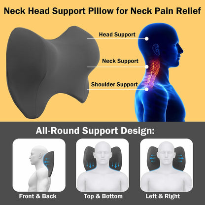 MABOZOO Neck Pillows for Recliner, Memory Foam Headrest Pillow with Non-Slip Backing and Elastic Straps, Recliner Neck Pillow for Pain Relief and Side Sleeping (Brown)