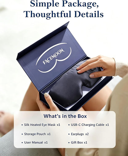 Heated Eye Mask for Dry Eyes Silk Cordless Warm Eye Compress Daily Eye Care | Soothing Relief for Migraine & Tired Eyes, Multi Scene Use for Home Office Travel, Rechargeable & Washable,FSA Eligible HSA