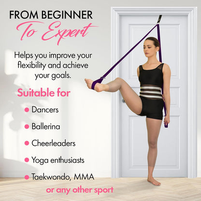 Stretching Strap with Door Anchor for Splits and Flexibility Training | Improve Leg Flexibility at Home, Ideal for Ballet, Dance, Cheerleading, Yoga, Pole Dance and Gymnastics