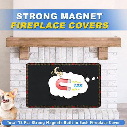 Fireplace Cover, Draft Stopper for Brick Fireplace, Fireplace Flue Blocker, Indoor Fireplace Blanket for Heat Loss, Winter and Summer, Black, 36x20 Inches