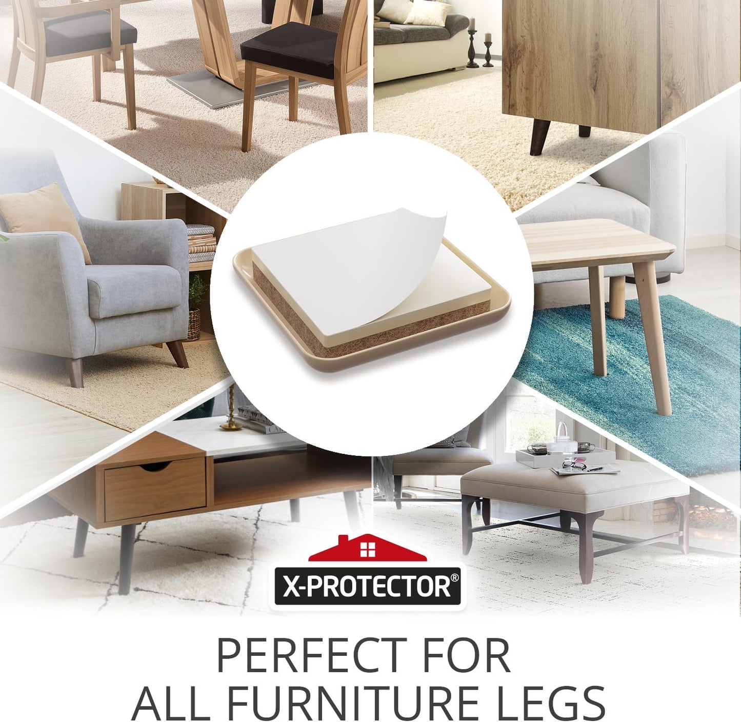 X-Protector Furniture Sliders for Carpet & Furniture Lifter Tool Set | 4 PCS 3 1/2" Sliders for Furniture with Foldable Furniture Jack. Move Your Furniture Easily with Furniture Movers for Carpets