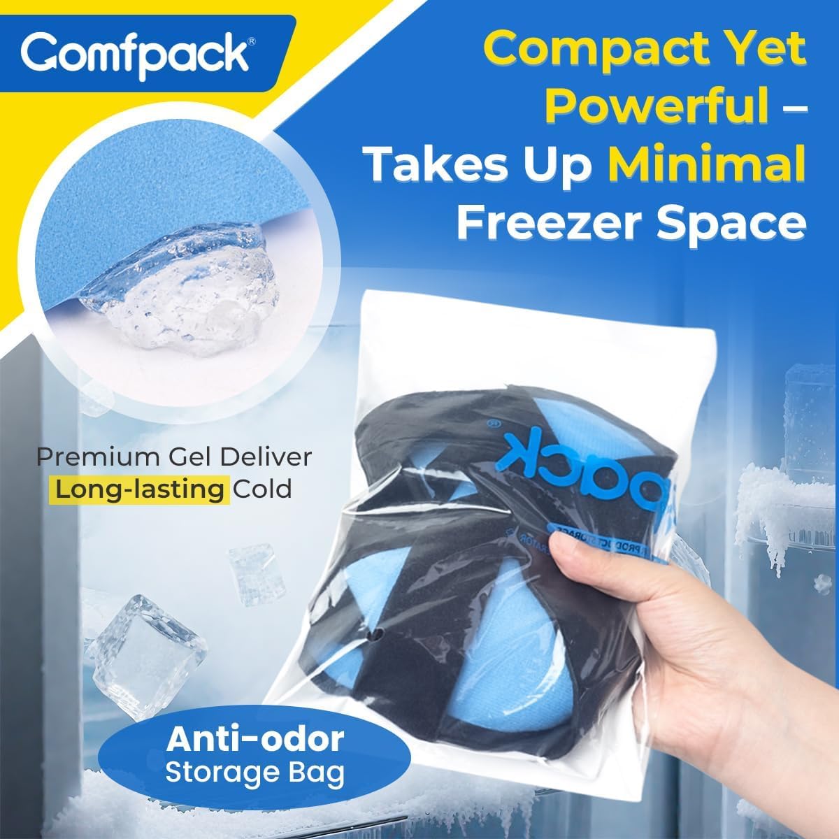 Comfpack Plantar Fasciitis Relief Ice Packs, 2PCS Heel Ice Pack Warp | Heel & Sole Gel Coverage, Adjustable Reusable Hot Cold Therapy Foot Ice Pack Wrap for Heel Spurs, Achilles Tendonitis